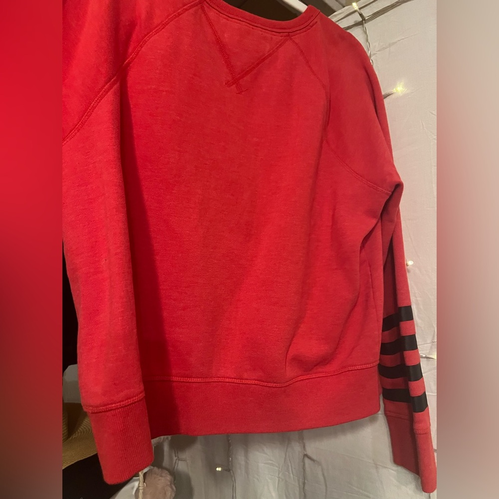 Tommy Hilfiger Red Crew Neck Sweater with Black Accents - Picture 5 of 5